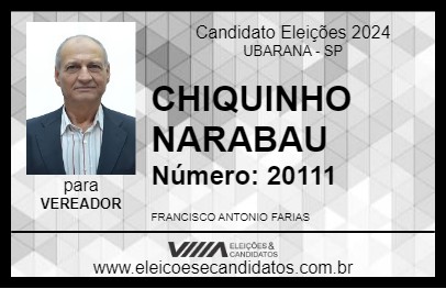 Candidato CHIQUINHO NARABAU 2024 - UBARANA - Eleições