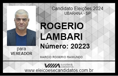 Candidato ROGERIO LAMBARI 2024 - UBARANA - Eleições