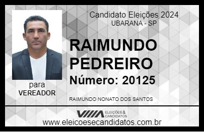 Candidato RAIMUNDO PEDREIRO 2024 - UBARANA - Eleições