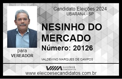 Candidato NESINHO DO MERCADO 2024 - UBARANA - Eleições