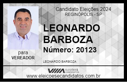 Candidato LEONARDO BARBOZA 2024 - REGINÓPOLIS - Eleições