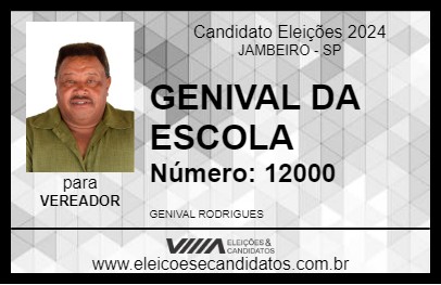 Candidato GENIVAL DA ESCOLA 2024 - JAMBEIRO - Eleições