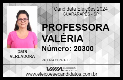 Candidato PROFESSORA VALÉRIA 2024 - GUARARAPES - Eleições