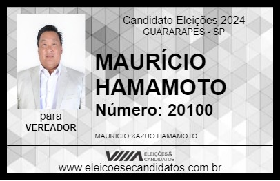 Candidato MAURÍCIO HAMAMOTO 2024 - GUARARAPES - Eleições