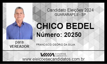 Candidato CHICO BEDEL 2024 - GUARARAPES - Eleições