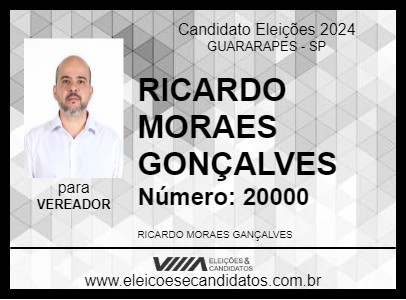 Candidato RICARDO MORAES GONÇALVES 2024 - GUARARAPES - Eleições