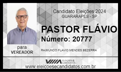 Candidato PASTOR FLÁVIO 2024 - GUARARAPES - Eleições