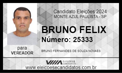 Candidato BRUNO FELIX 2024 - MONTE AZUL PAULISTA - Eleições