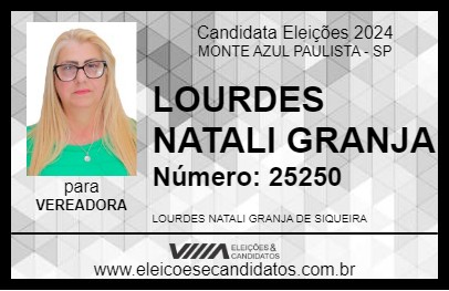 Candidato LOURDES NATALI GRANJA 2024 - MONTE AZUL PAULISTA - Eleições