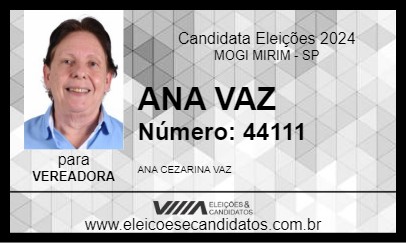 Candidato ANA VAZ 2024 - MOGI MIRIM - Eleições