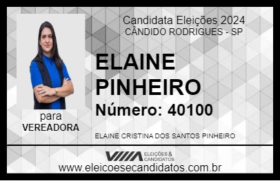 Candidato ELAINE PINHEIRO 2024 - CÂNDIDO RODRIGUES - Eleições