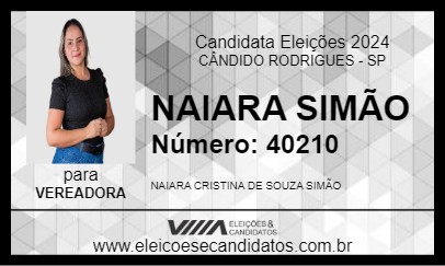 Candidato NAIARA SIMÃO 2024 - CÂNDIDO RODRIGUES - Eleições