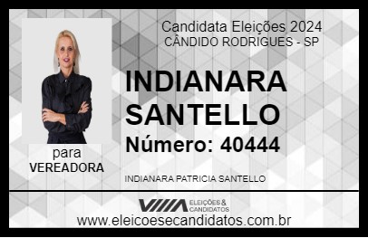 Candidato INDIANARA SANTELLO 2024 - CÂNDIDO RODRIGUES - Eleições