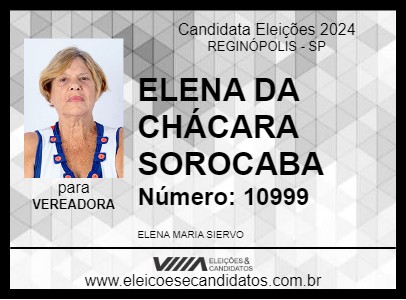 Candidato ELENA DA CHÁCARA SOROCABA 2024 - REGINÓPOLIS - Eleições