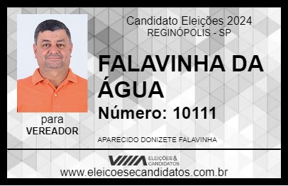 Candidato FALAVINHA DA ÁGUA 2024 - REGINÓPOLIS - Eleições