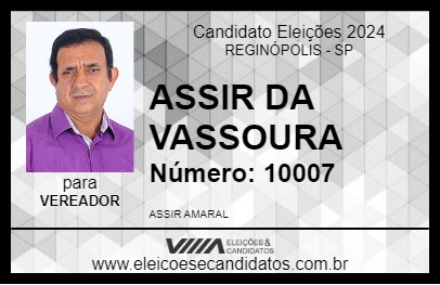 Candidato ASSIR DA VASSOURA  2024 - REGINÓPOLIS - Eleições