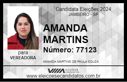 Candidato AMANDA MARTINS 2024 - JAMBEIRO - Eleições