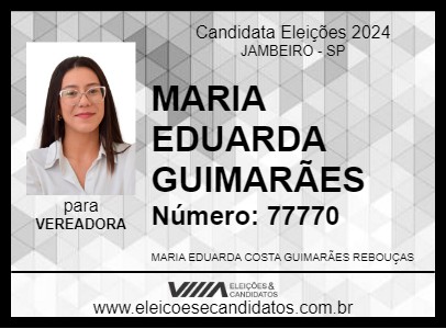 Candidato MARIA EDUARDA GUIMARÃES 2024 - JAMBEIRO - Eleições