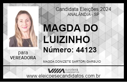 Candidato MAGDA DO LUIZINHO 2024 - ANALÂNDIA - Eleições