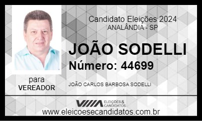 Candidato JOÃO SODELLI 2024 - ANALÂNDIA - Eleições