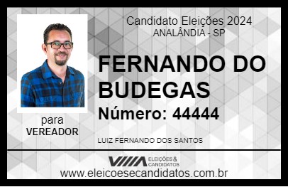 Candidato FERNANDO DO BUDEGAS 2024 - ANALÂNDIA - Eleições