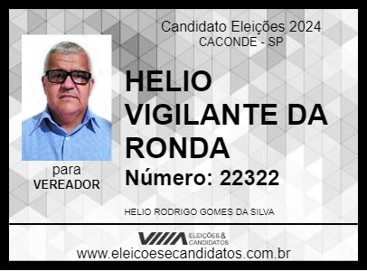 Candidato HELIO VIGILANTE DA RONDA 2024 - CACONDE - Eleições