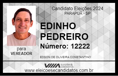 Candidato EDINHO PEDREIRO 2024 - PARAPUÃ - Eleições