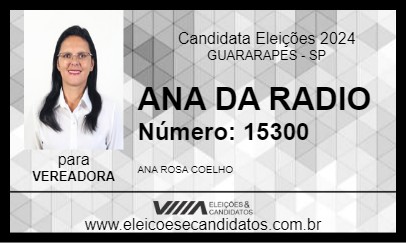 Candidato ANA DA RADIO 2024 - GUARARAPES - Eleições