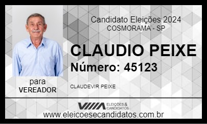 Candidato CLAUDIO PEIXE 2024 - COSMORAMA - Eleições