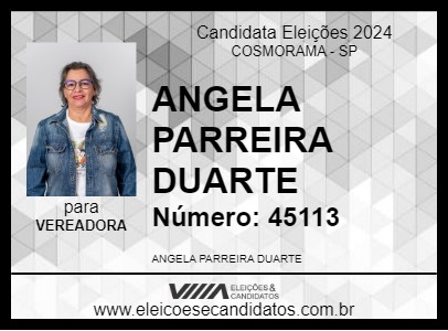 Candidato ANGELA PARREIRA DUARTE 2024 - COSMORAMA - Eleições