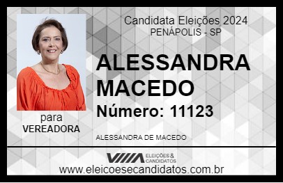 Candidato ALESSANDRA MACEDO 2024 - PENÁPOLIS - Eleições