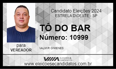 Candidato TÔ DO BAR 2024 - ESTRELA D\OESTE - Eleições