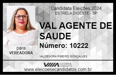 Candidato VAL AGENTE DE SAUDE 2024 - ESTRELA D\OESTE - Eleições