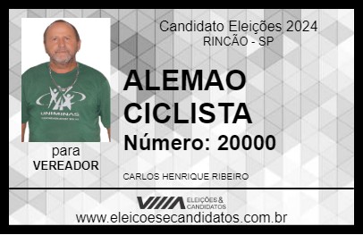 Candidato ALEMAO CICLISTA 2024 - RINCÃO - Eleições