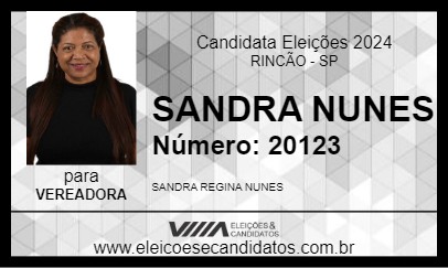 Candidato SANDRA NUNES 2024 - RINCÃO - Eleições