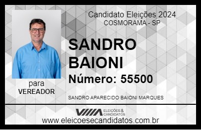 Candidato SANDRO BAIONI 2024 - COSMORAMA - Eleições