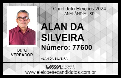 Candidato ALAN DA SILVEIRA 2024 - ANALÂNDIA - Eleições