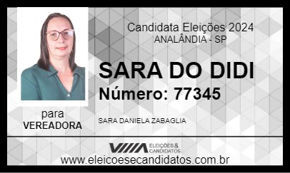 Candidato SARA DO DIDI 2024 - ANALÂNDIA - Eleições