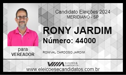 Candidato RONY JARDIM 2024 - MERIDIANO - Eleições