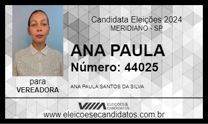 Candidato ANA PAULA 2024 - MERIDIANO - Eleições