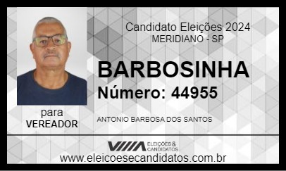 Candidato BARBOSINHA 2024 - MERIDIANO - Eleições