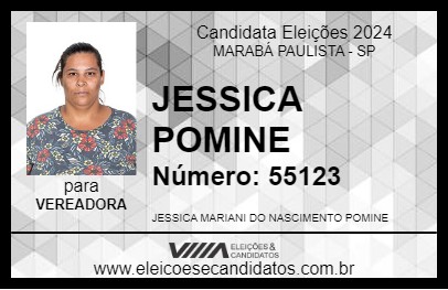 Candidato JESSICA POMINE 2024 - MARABÁ PAULISTA - Eleições