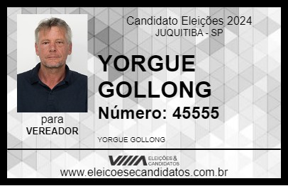 Candidato YORGUE GOLLONG 2024 - JUQUITIBA - Eleições