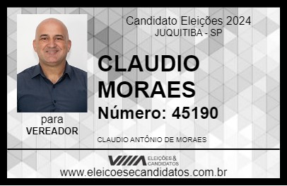 Candidato CLAUDIO MORAES 2024 - JUQUITIBA - Eleições