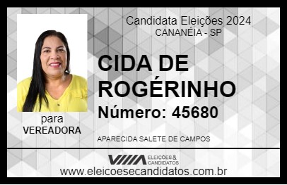 Candidato CIDA DE ROGÉRINHO 2024 - CANANÉIA - Eleições