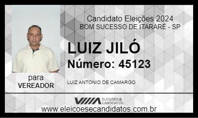 Candidato LUIZ JILÓ 2024 - BOM SUCESSO DE ITARARÉ - Eleições