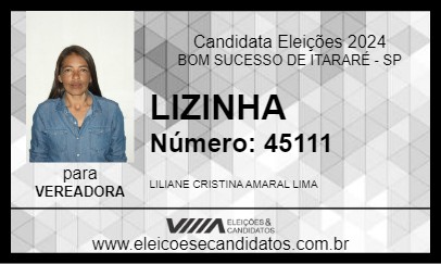 Candidato LIZINHA 2024 - BOM SUCESSO DE ITARARÉ - Eleições