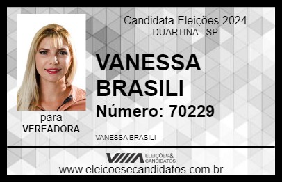 Candidato VANESSA BRASILI 2024 - DUARTINA - Eleições