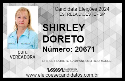 Candidato SHIRLEY DORETO 2024 - ESTRELA D\OESTE - Eleições