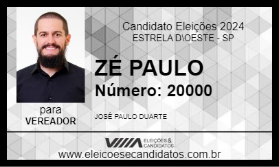 Candidato ZÉ PAULO 2024 - ESTRELA D\OESTE - Eleições